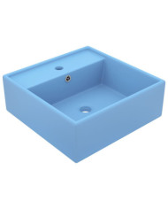 Lavabo carré à trop-plein Bleu clair mat 41x41 cm Céramique | Mobilier & Déco
