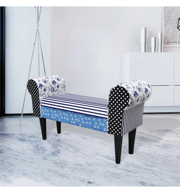 Banc Design avec patchwork Bleu et blanc | Mobilier & Déco