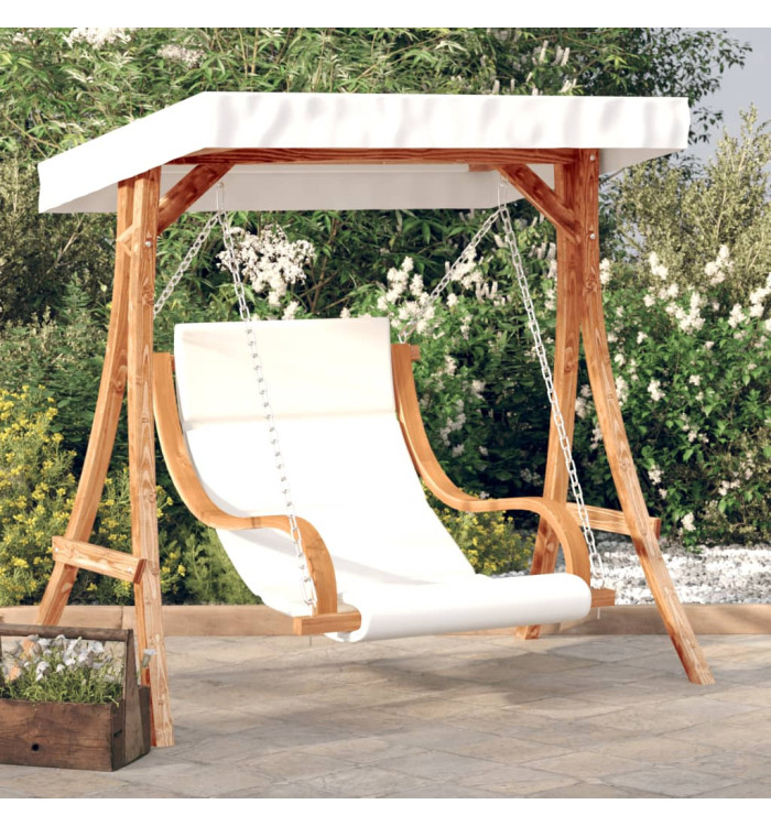 Chaise balançoire avec coussin et auvent bois massif d'épicéa | Mobilier & Déco