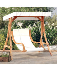 Chaise balançoire avec coussin et auvent bois massif d'épicéa | Mobilier & Déco