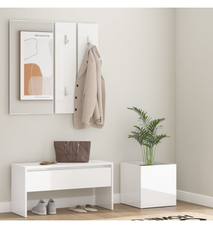 Ensemble de meubles de couloir Blanc brillant Bois d'ingénierie | Mobilier & Déco