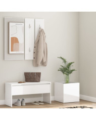 Ensemble de meubles de couloir Blanc brillant Bois d'ingénierie | Mobilier & Déco