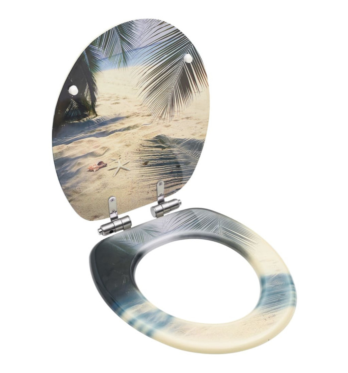 Siège WC avec couvercle à fermeture en douceur MDF Plage | Mobilier & Déco