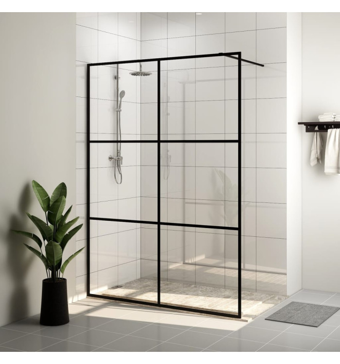 Paroi de douche avec verre ESG transparent 140x195 cm Noir | Mobilier & Déco
