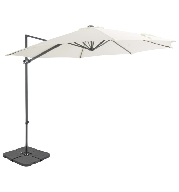 Parasol de jardin avec base portable sable | Mobilier & Déco