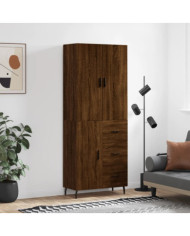 Buffet haut Chêne marron 69,5x34x180 cm Bois d'ingénierie | Mobilier & Déco