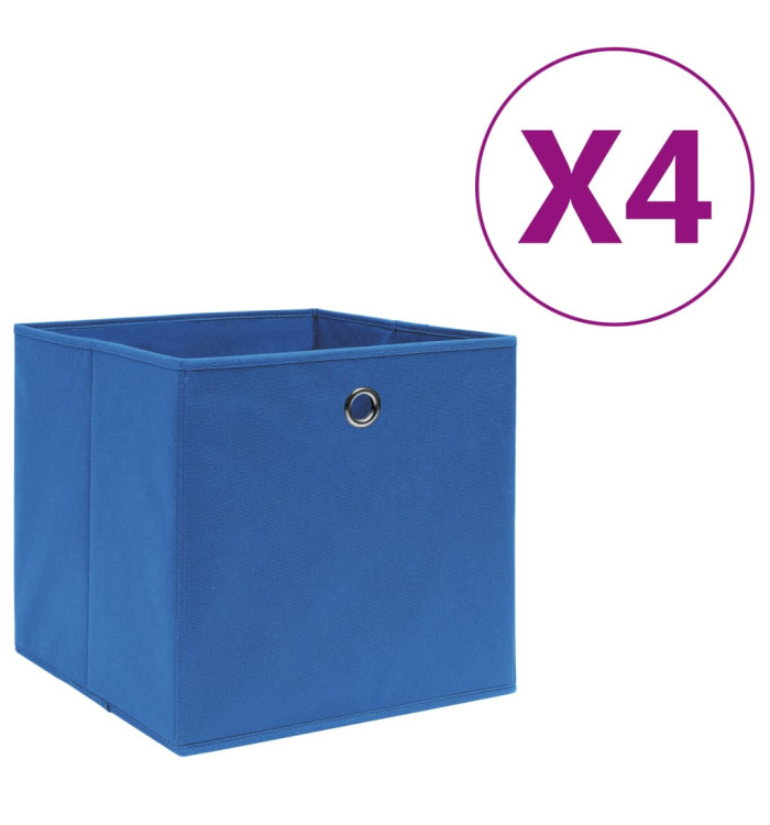 Boîtes de rangement 4 pcs Tissu intissé 28x28x28 cm Bleu | Mobilier & Déco