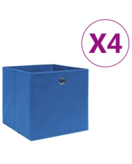 Boîtes de rangement 4 pcs Tissu intissé 28x28x28 cm Bleu | Mobilier & Déco
