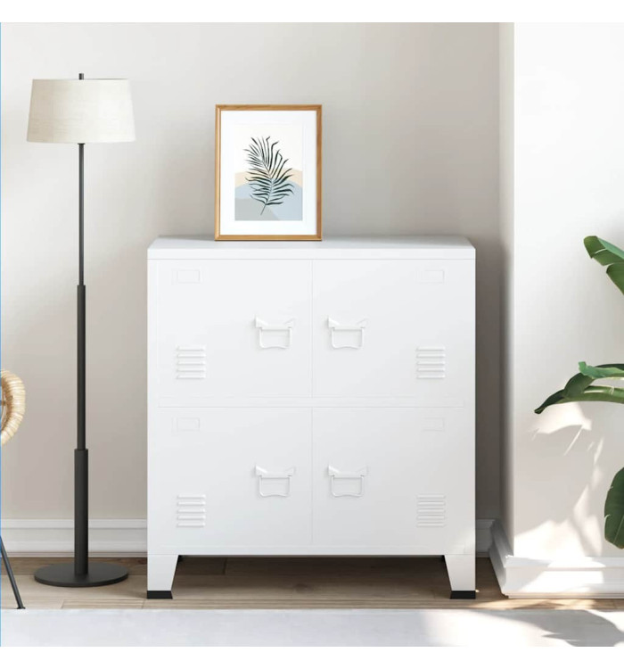 Coffre de rangement industriel Blanc 75x40x80 cm Acier | Mobilier & Déco
