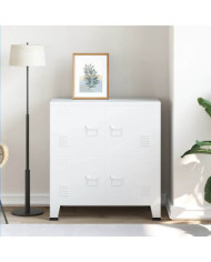Coffre de rangement industriel Blanc 75x40x80 cm Acier | Mobilier & Déco