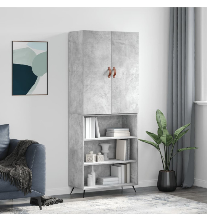 Buffet haut Gris béton 69,5x34x180 cm Bois d'ingénierie | Mobilier & Déco