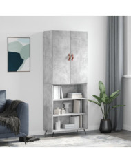 Buffet haut Gris béton 69,5x34x180 cm Bois d'ingénierie | Mobilier & Déco