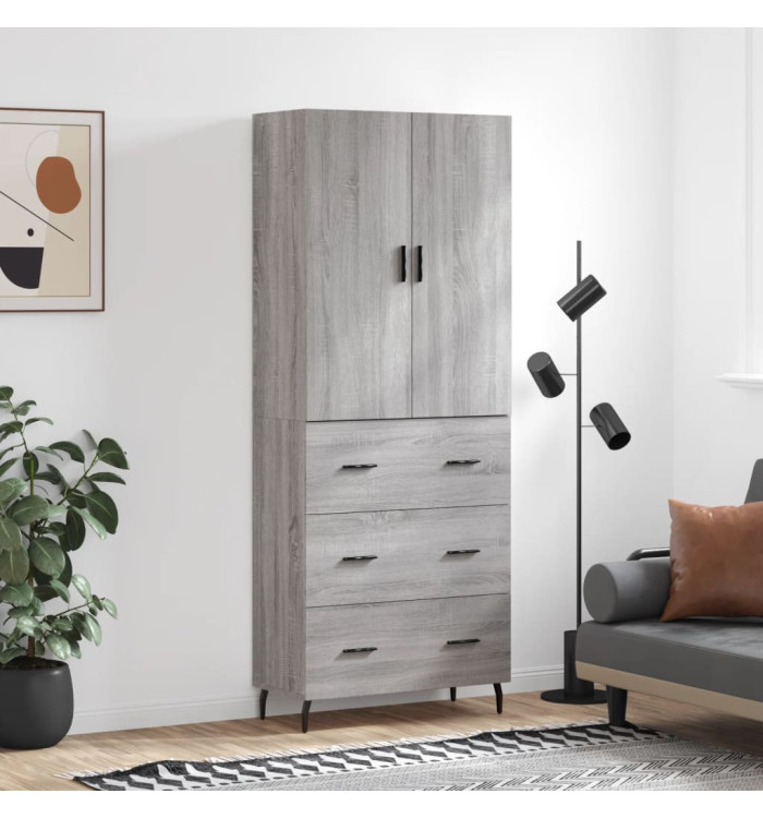 Buffet haut Sonoma gris 69,5x34x180 cm Bois d'ingénierie | Mobilier & Déco