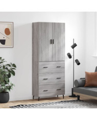Buffet haut Sonoma gris 69,5x34x180 cm Bois d'ingénierie | Mobilier & Déco