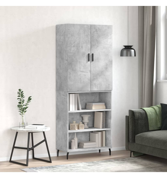 Buffet haut Gris béton 69,5x34x180 cm Bois d'ingénierie | Mobilier & Déco