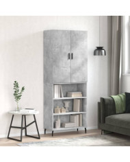 Buffet haut Gris béton 69,5x34x180 cm Bois d'ingénierie | Mobilier & Déco