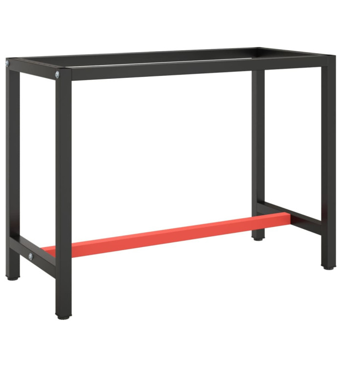 Cadre de banc de travail Noir et rouge mat 110x50x79 cm Métal | Mobilier & Déco