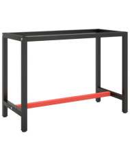 Cadre de banc de travail Noir et rouge mat 110x50x79 cm Métal | Mobilier & Déco