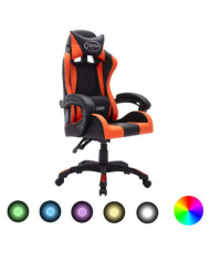Fauteuil de jeux vidéo avec LED RVB Orange et noir Similicuir | Mobilier & Déco