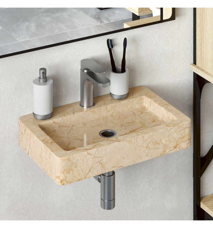 Lavabo mural crème 38x24x6,5 cm marbre | Mobilier & Déco