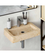 Lavabo mural crème 38x24x6,5 cm marbre | Mobilier & Déco