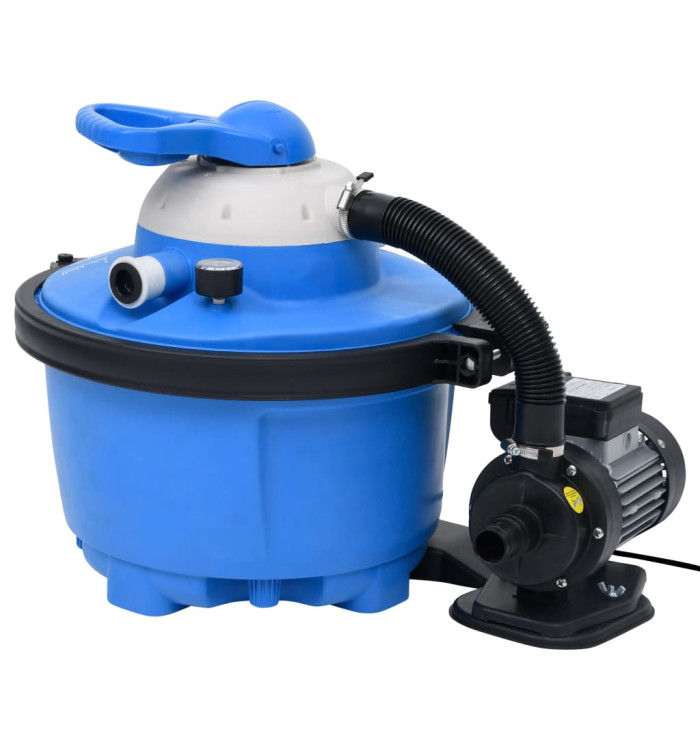Pompe de filtration à sable Bleu et noir 385x620x432mm 200W 25L | Mobilier & Déco