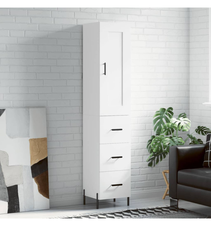 Buffet haut Blanc 34,5x34x180 cm Bois d'ingénierie | Mobilier & Déco