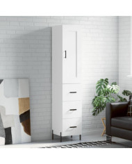 Buffet haut Blanc 34,5x34x180 cm Bois d'ingénierie | Mobilier & Déco