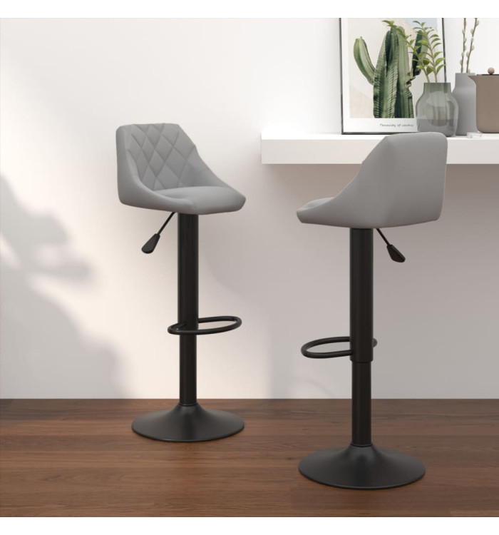 Tabourets de bar lot de 2 gris clair velours | Mobilier & Déco