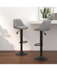 Tabourets de bar lot de 2 gris clair velours | Mobilier & Déco