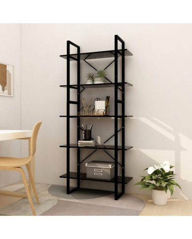 Bibliothèque à 5 niveaux Noir 80x30x175 cm Bois d'ingénierie | Mobilier & Déco