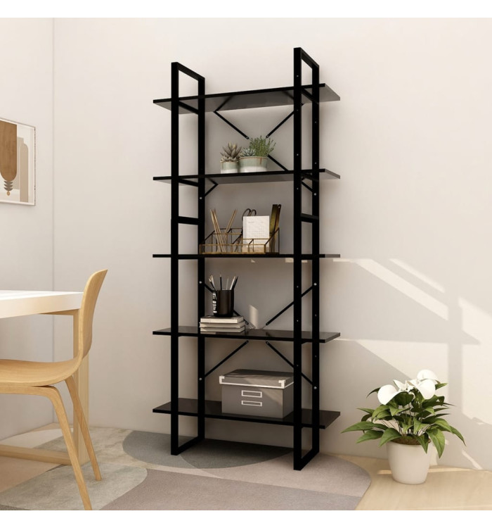 Bibliothèque à 5 niveaux Noir 80x30x175 cm Bois d'ingénierie | Mobilier & Déco
