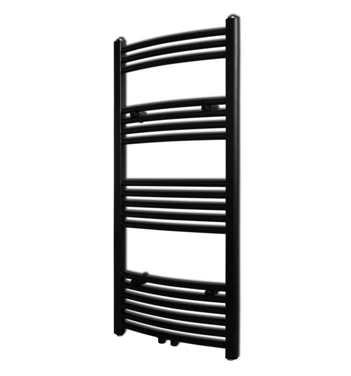 Sèche-serviettes eau chaude à rails incurvés noir 500 x 1160 mm | Mobilier & Déco