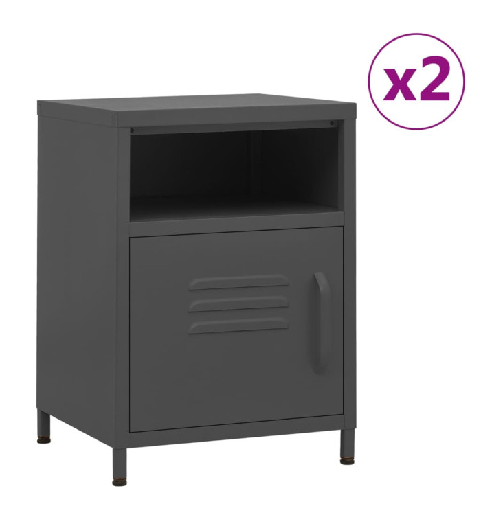Tables de chevet 2 pcs Anthracite 35x35x51 cm Acier | Mobilier & Déco