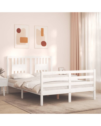 Cadre de lit sans matelas blanc 140x200 cm bois massif | Mobilier & Déco