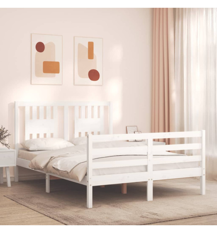 Cadre de lit sans matelas blanc 140x200 cm bois massif | Mobilier & Déco