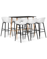Ensemble de bar 7 pcs Noir et blanc | Mobilier & Déco