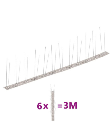 Ensemble de 6 pointes à 2 rangées contre oiseaux Inox 3 m | Mobilier & Déco