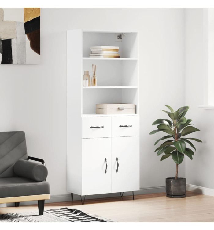 Buffet haut Blanc 69,5x34x180 cm Bois d'ingénierie | Mobilier & Déco