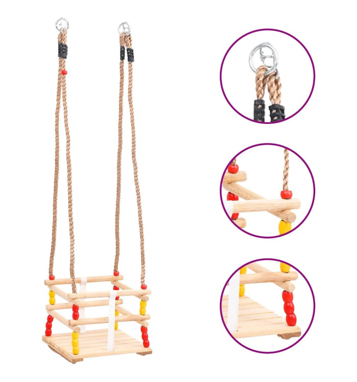 Balançoire pour bébé avec ceinture de sécurité Pin solide | Mobilier & Déco