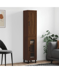 Buffet haut Chêne marron 34,5x34x180 cm Bois d'ingénierie | Mobilier & Déco