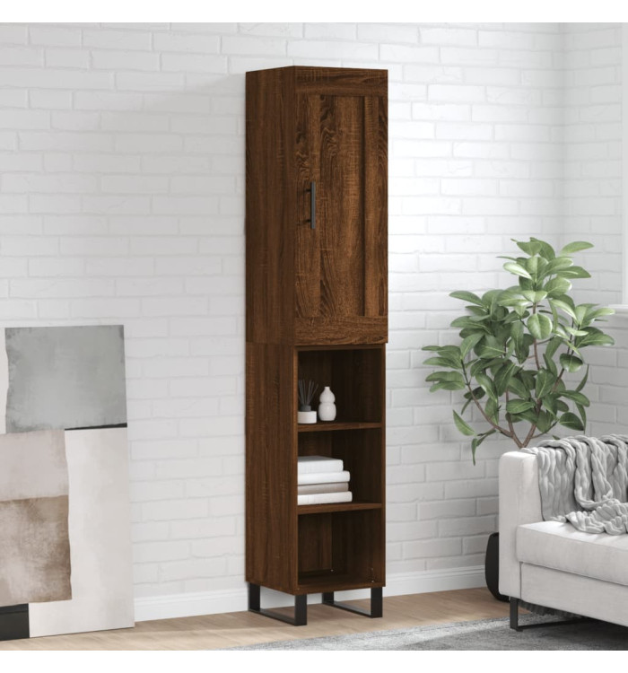 Buffet haut Chêne marron 34,5x34x180 cm Bois d'ingénierie | Mobilier & Déco
