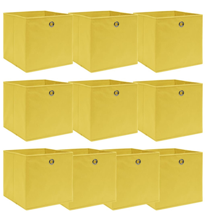Boîtes de rangement 10 pcs Jaune 32x32x32 cm Tissu | Mobilier & Déco