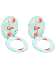 Sièges de toilette avec couvercle 2 pcs MDF Design de flamant | Mobilier & Déco