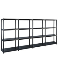 Étagère de rangement à 4 niveaux Noir 244x30,5x130 cm Plastique | Mobilier & Déco