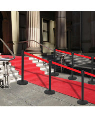 Colonne avec bande de barrière d'aéroport Inox Noir | Mobilier & Déco