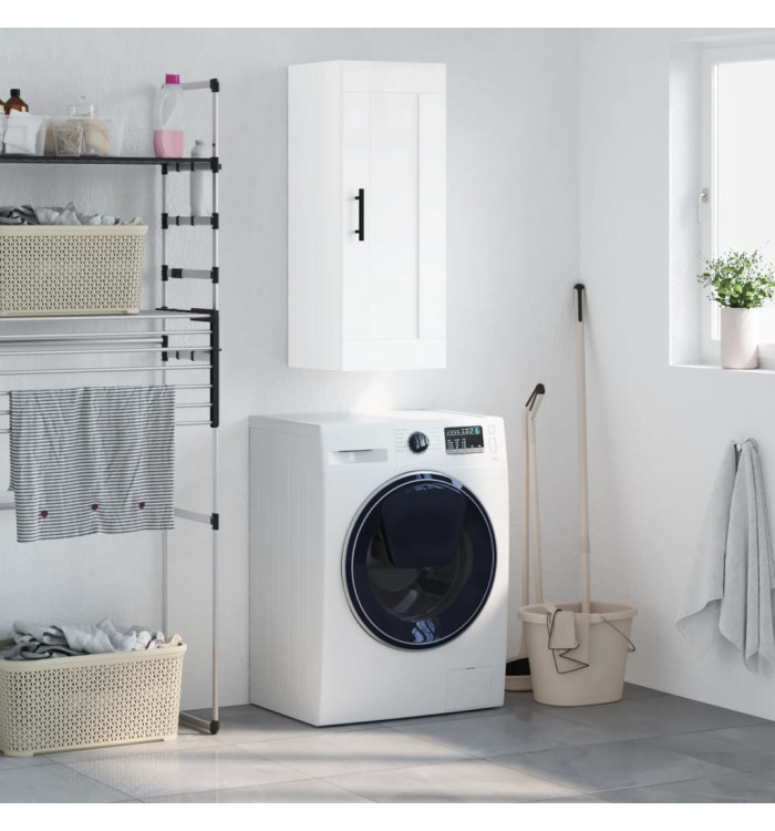 Armoire murale blanc brillant 34,5x34x90 cm bois d'ingénierie | Mobilier & Déco