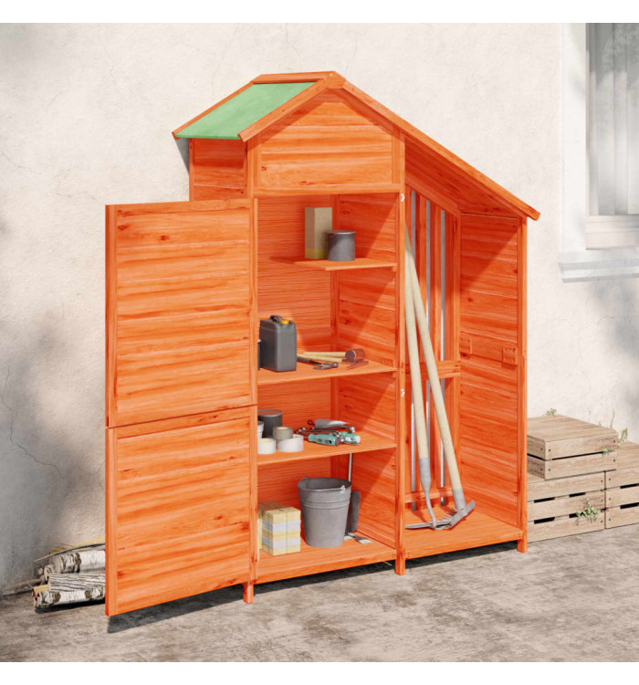 Abri à outils de jardin marron 120x53,5x170 cm bois massif pin | Mobilier & Déco