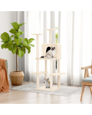 Arbre à chat avec griffoirs en sisal Crème 144,5 cm | Mobilier & Déco