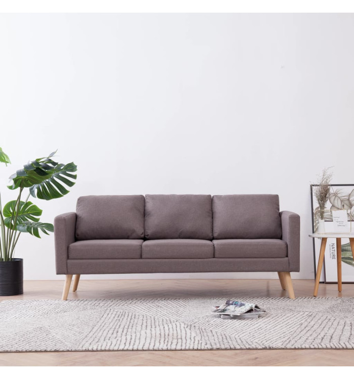 Canapé à 3 places tissu taupe | Mobilier & Déco